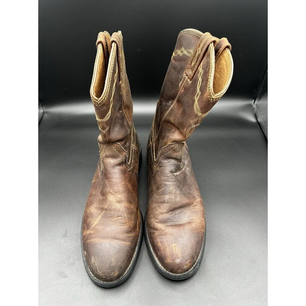 Ariat Heritage Roper Boots Men's 8 D Distressed Brown Leather Western 10002284 - Picture 2 of 8